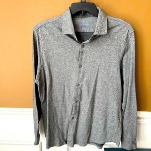 Tailorbyrd Men's Gray Button-Up Collared Cotton Shirt Size XXL Casual